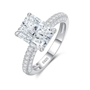 3CT 7*9mm Radiant Cut Moissanite Engagement Ring D-VVS1 Lab Created S925 Silver White/14K Gold Plated Valentine Gift queen ring