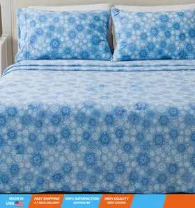 Extra Soft Velvet Plush California King Micro Fleece Sheet Set | Deluxe Microplush Non Pilling Sheets, Deep Pocket | Lavish Sherpa Velvet Luxe Collection (Cal King, Blue Snowflake)