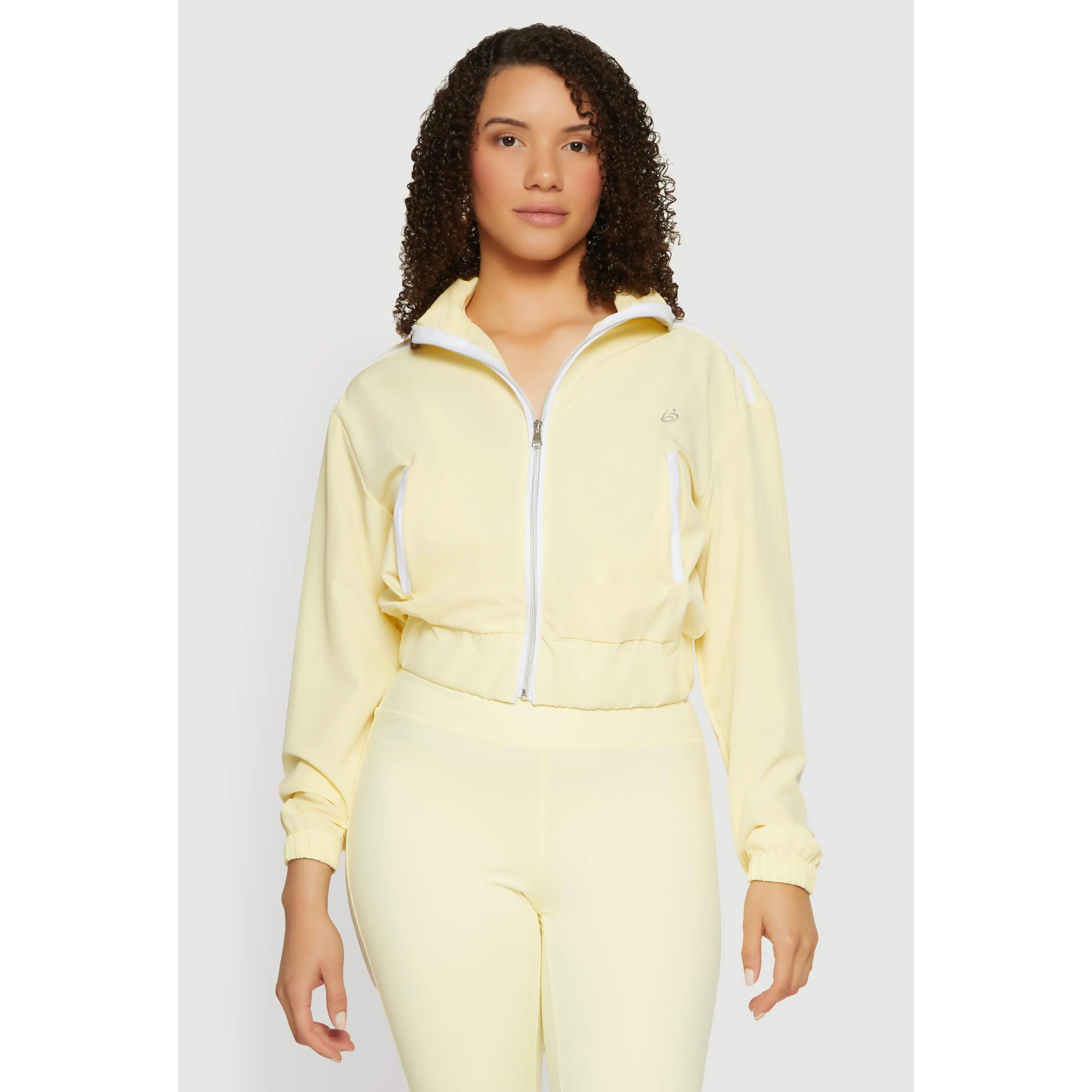 Contrast Trim Zip Front Cropped Track Jacket