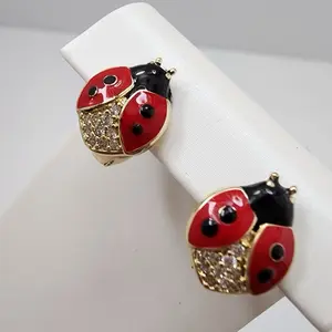 14k Gold Laminated lady bug Hoop Earrings - Elegant Design for Women's Subtle Elegance & Versatile Accessory