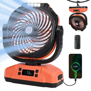 SYADOO Camping Fan Rechargeable with 20000mAh Battery with LED Light & Hook, 4-Speed 270° Adjustable, Camping Essentials for Tent, Travel, Car, Outdoor