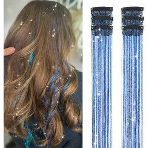 Hair Tinsel Kit Pack of 6 Pcs Colorful Glitter Tinsel Clip in  Hair Accessories Shiny Tinsel Sparkle Fairy Hair Accessories Party Kit for Girls Women Synthetic Extensions