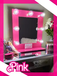 Pink vanity mirror with lights 18 x 18 - Made in the USA