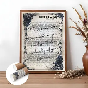 Fourth Wing Violet and Xaden Quote Unframed Poster - Fantasy Romance Wall Art Print - Basgiath War College Aesthetic - Bookish Decor for Dragon Rider Fans