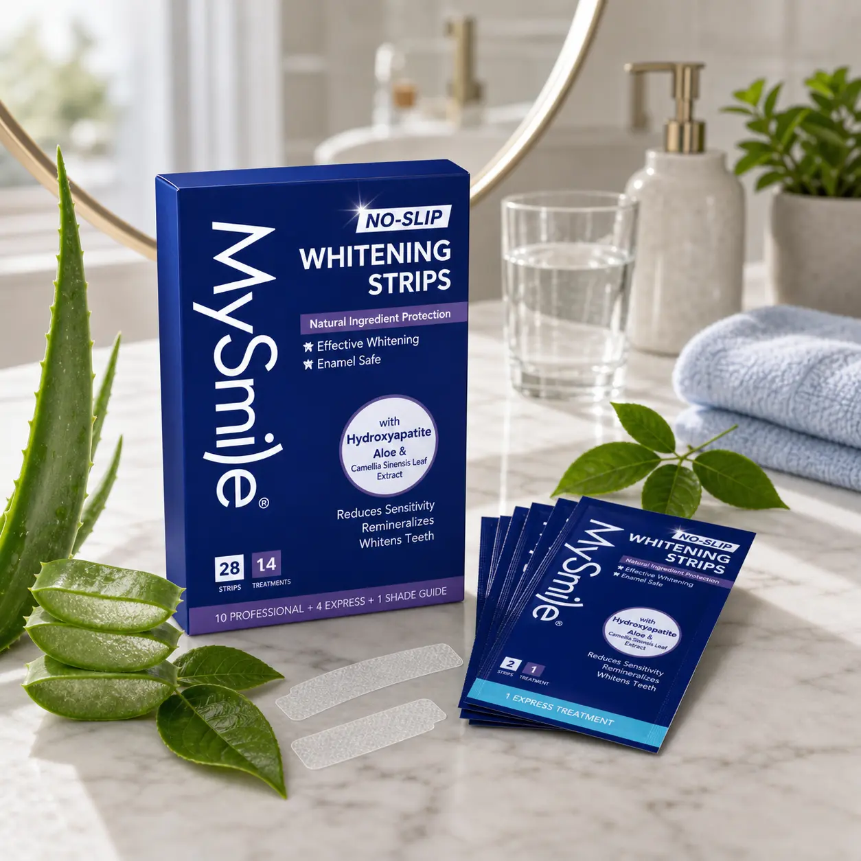 MySmile Non Sensitive Whitener Dental Teeth Whitening Strips - 7-Day Treatment, Non-Slip Dry Strip Tech, Coffee & Wine Stain Removal, Tooth Brightening, Flavorless Selfcare Product