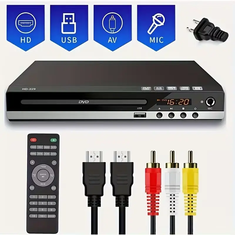 DVD Player, High-definition Picture Quality, Durable And Portable, High-quality Multimedia Playback, Suitable For Home Use, for home DVD Player TV CD Player Compact DVD Player, Mini CD Player, USB Flash Drive, Portable