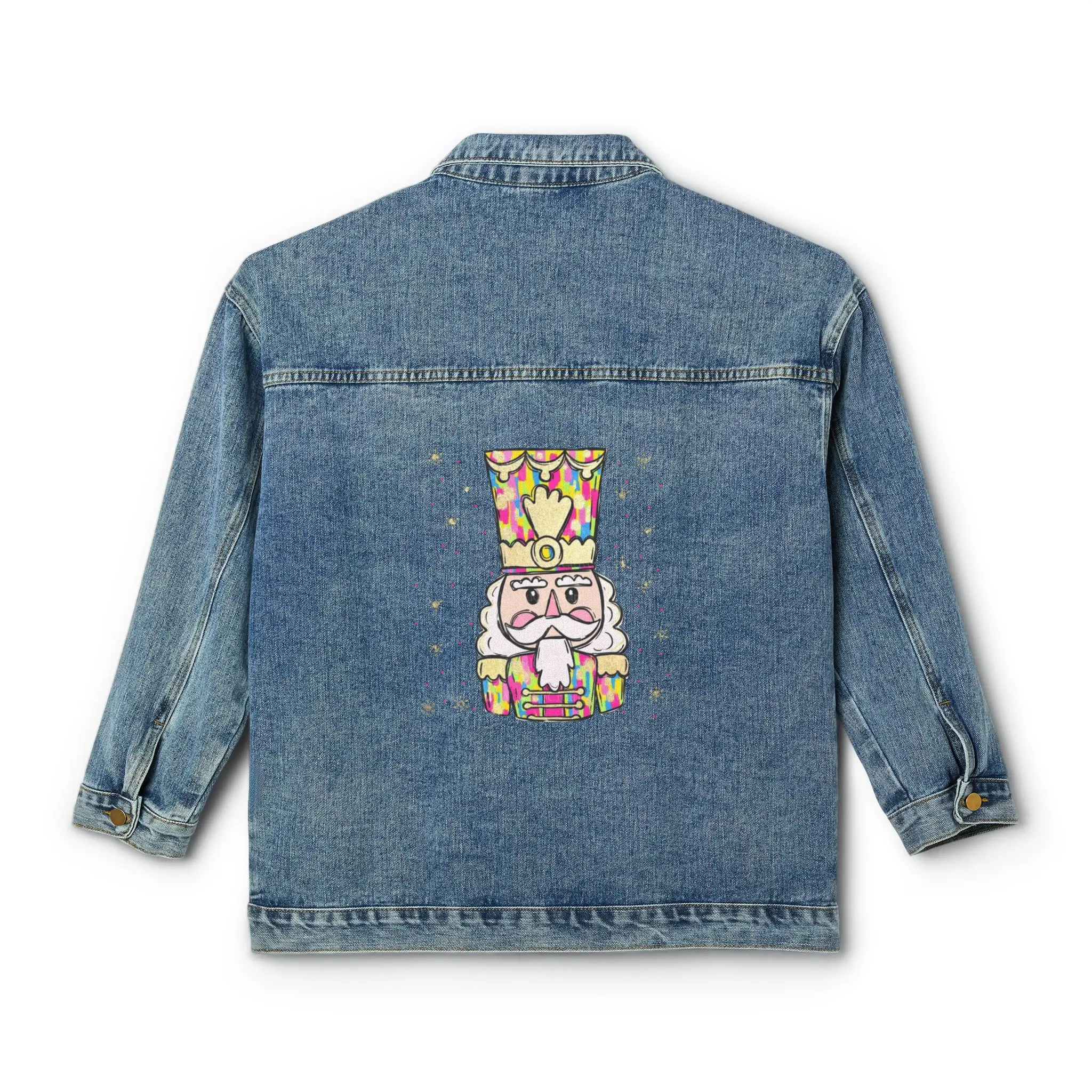 Bow Cluster back print Denim Jacket | Ribbon bows embroidered, casual outerwear