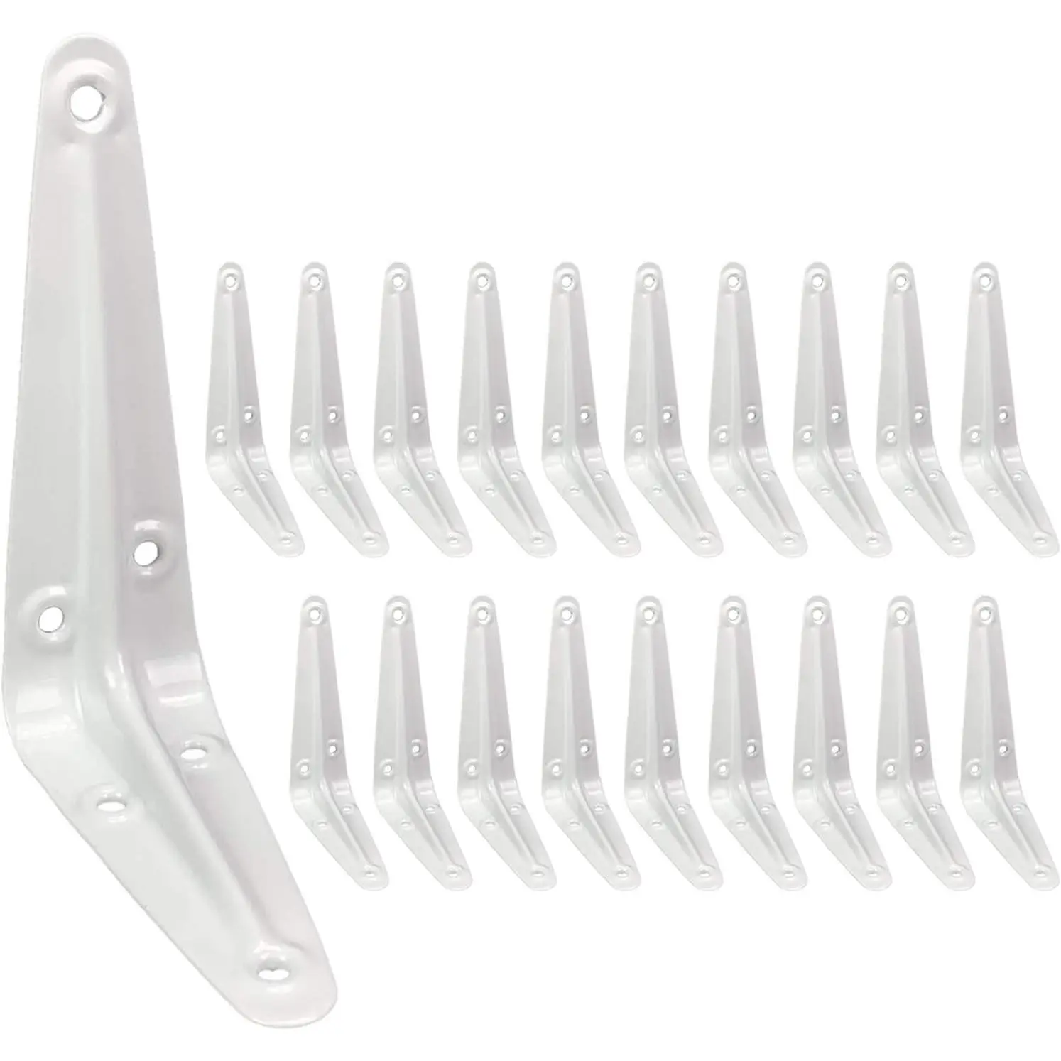Shelf Brackets 4 Inch, 20 Pack White Metal Small Heavy Duty L Adjustable Floating Shelves Bracket, 4 x 3 Inch Farmhouse Shelf Angle Bracket for Wall with Screws