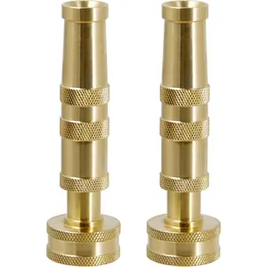 ATDAWN Brass Hose Nozzle, Heavy-Duty Brass Adjustable Twist Hose Nozzle, 2 Pack (4")