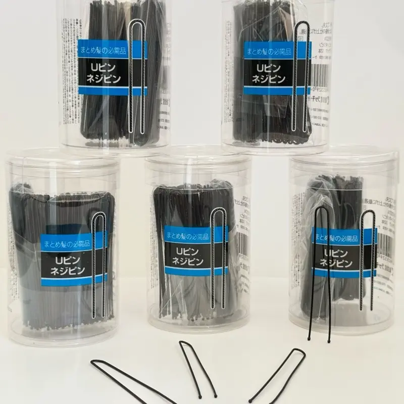 Black Bobby pins in container