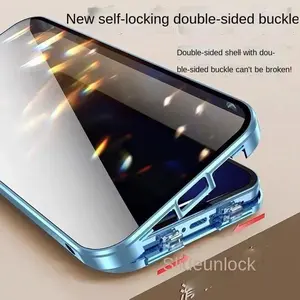 iPhone 17 Air 16 Pro Max Privacy Protection, Magnetic Dual-Sided Glass Case, Full Coverage Metal Magnet Snap Phone Cover Accessories