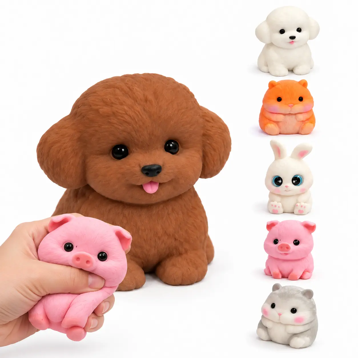 Mini animal squeeze toys set — soft, cute fingertip fidget toys for children, girls, teens, and adults; anxiety-relief desk toy; great for party goodie bags and small gifts; collectible for birthdays