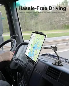 Metal Tablet Mount for Truck - Heavy Duty [Super Suction Cup] Tablet Truck Mount Dashboard Windshield for Car/Semi Truck/Pickup/Van/SUV/Commercial Vehicle for 4.7-13" iPad Pro Air Mini, iPhone, Galaxy