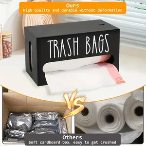 Wooden Garbage Bag Storage Box, Durable Trash Bag Organizer, Universal Home Kitchen Bathroom Use, 1 Pack, Modern Style, Made in China