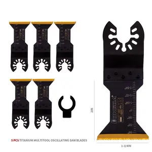 5-Pack Titanium Oscillating Saw Blades for Wood, Metal, Nails, Screws, Plastic Cutting, Universal Fit for Oscillating Multi-Tools oscillating  saw  blades