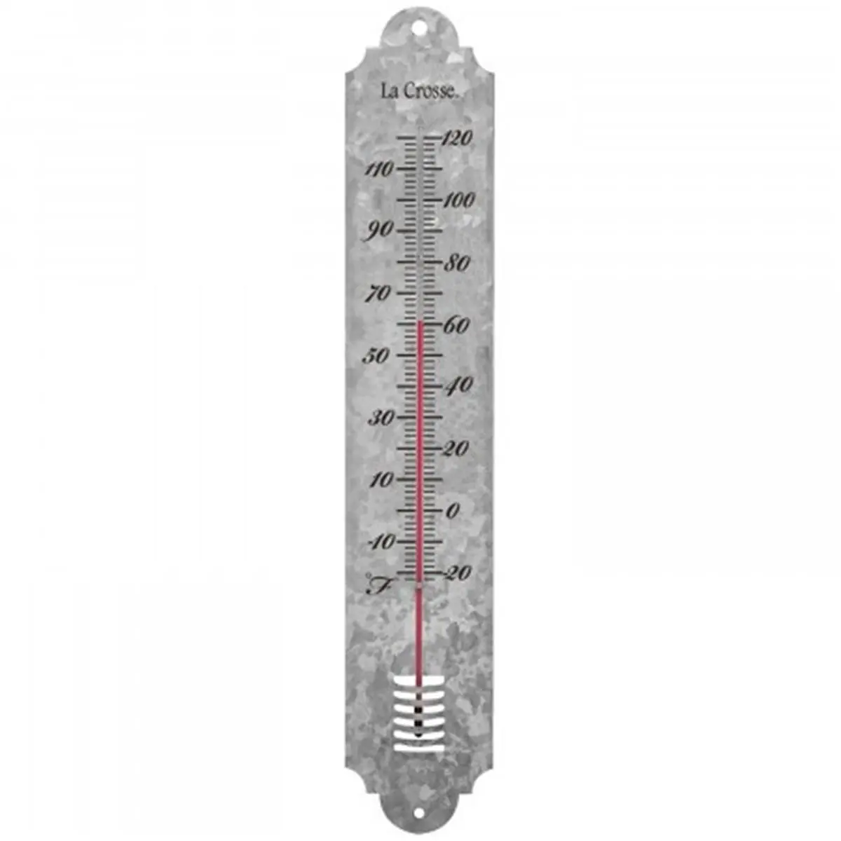 La Crosse Technology 204-1550 Galvanized Metal Thermometer, 19.25 inches, Indoor Temp. Monitor, Sturdy Thermometer Body, Wall Mounting Temperature Measuring Instrument
