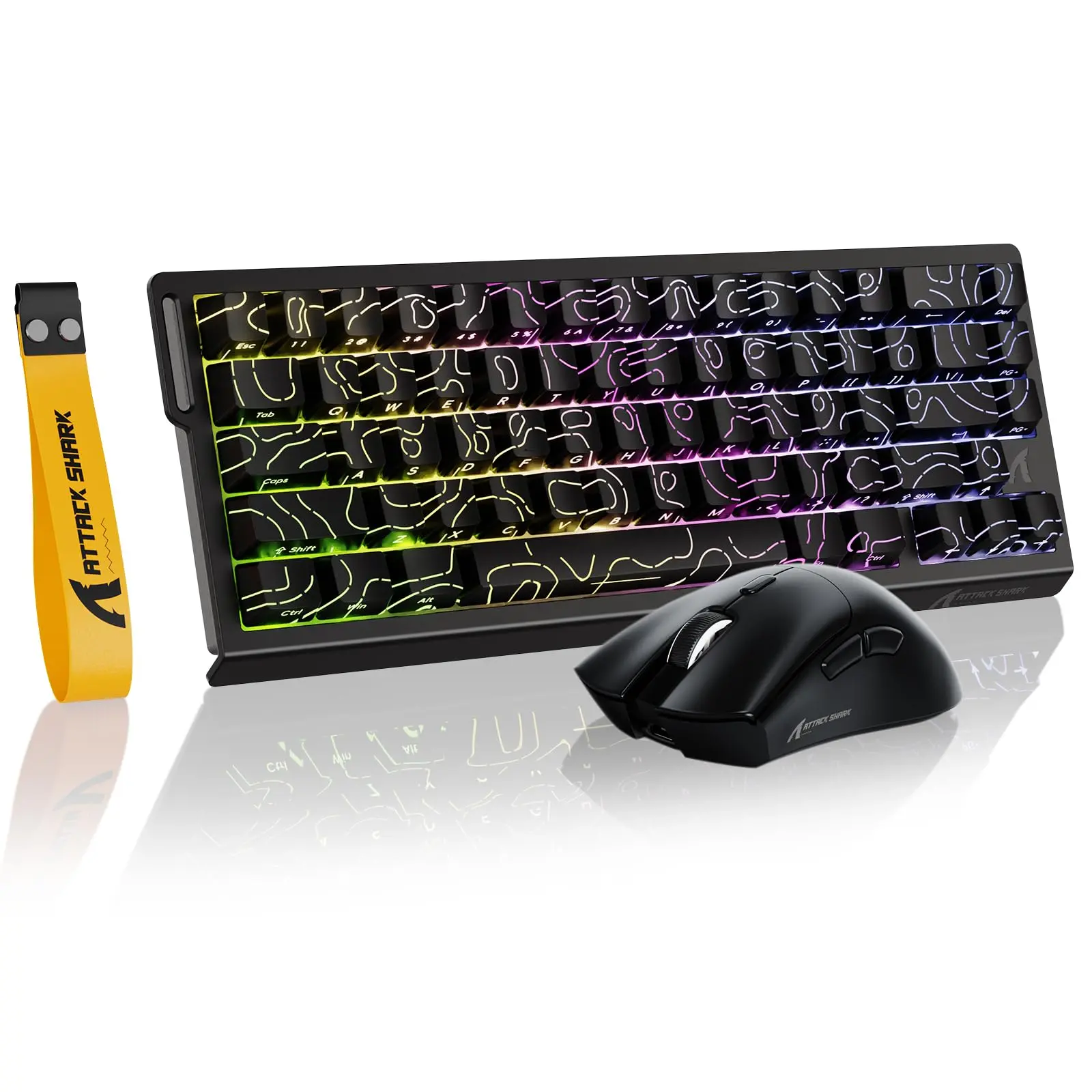 MAMBASNAKE X68 HE Wired Mechanical Gaming Keyboard & R1 Mouse Combo, Keyboard Mouse Set, Adjustable Actuation Lighted Keyboard & USB C/2.4G Wireless/BT Ultralight 18K DPI Mice for Esport Gamer, LED Backlit Keyboard