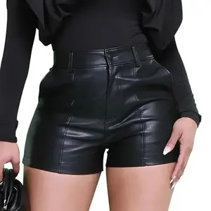 2000s clothing omen shorts autumn new fashion PU leather pants women's fashion tight fitting women's hip pants.