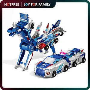 Hotfree Dinosaur Transformer Car Toy, Magnetic Cars Transform into Dinosaurs, Fun Collision Transforming Car Toys, Christmas Birthday Gift for Kids Boys Girls