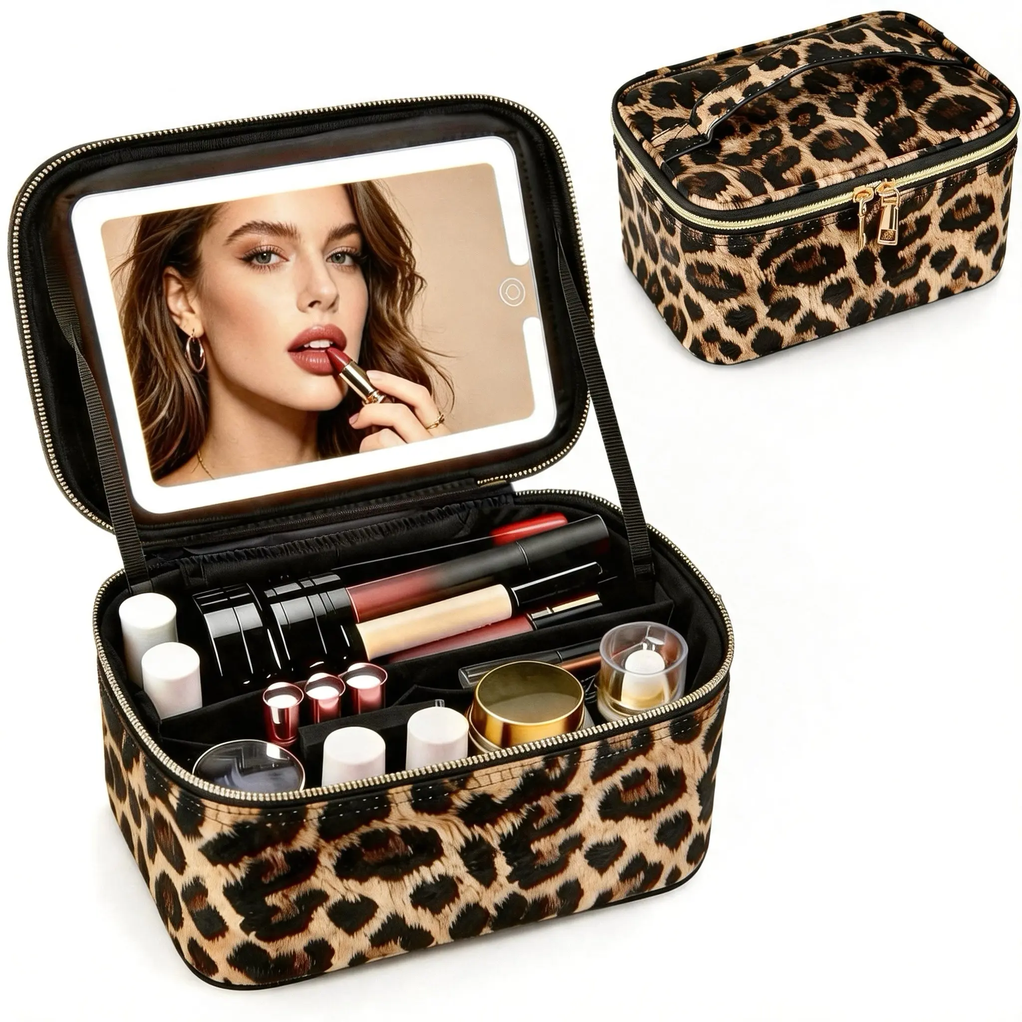 Travel Makeup Bag, Portable Cosmetic Bag, Large Capacity Travel Makeup Case Organizer, Black For Women Toiletry Bag for Girls Traveling With Handle and Divider tiktokshopbacktoschool