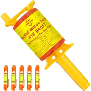 Twisted 540 FT #18 Braided Nylon Mason String with Handle 5 Built-in Levels and Spool Construction Line Kit Ideal for Gardening Masonry Kite Twine DIY