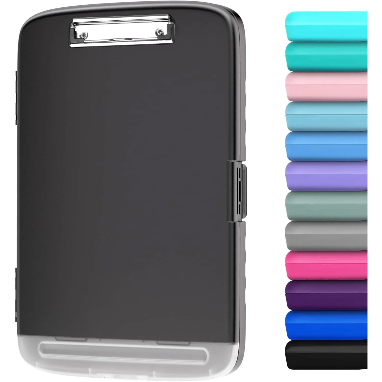 Heavy-Duty Plastic Clipboard with Storage - 8.5x11/A4 Side-Opening Organization Box, Low-Profile Clip, Large Capacity, Pen Holder for Nursing & Home Use