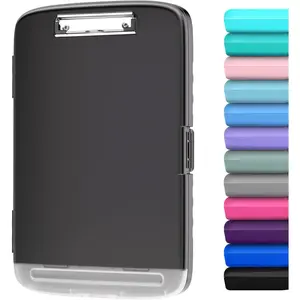 Clipboard with Storage, Large Capacity Nursing Clipboards with Low Profile Clip, Heavy Duty Plastic Storage 8.5x11 Clip Board with Pen Holder, Side-Opening, A4 Organization Box for Writing