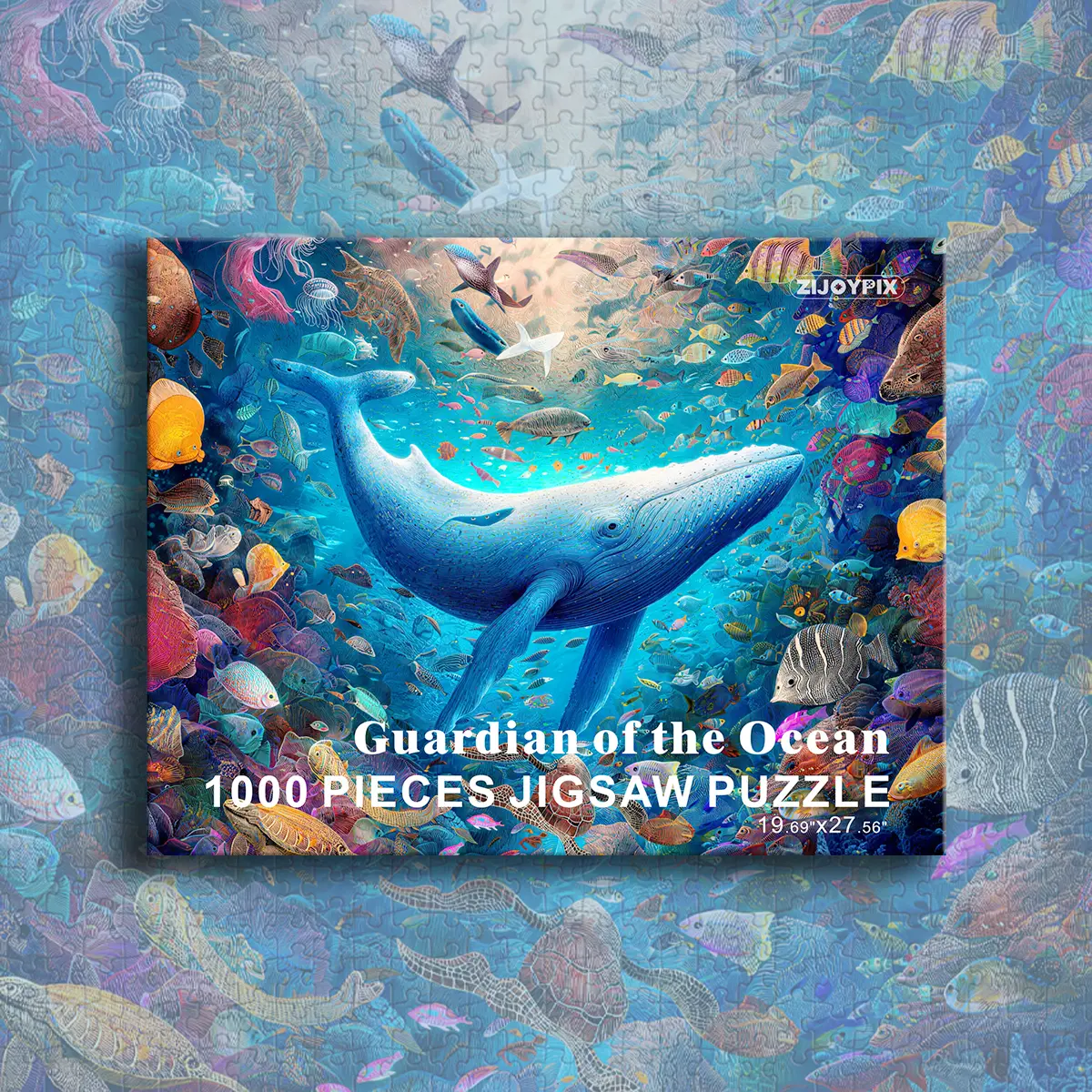 1000-Piece Ocean Guardian Dolphins Jigsaw Puzzle for Adults - Creative Art Puzzles Gift for Cozy Hobbies, Colorful Challenging Family Activity, Creative Puzzle
