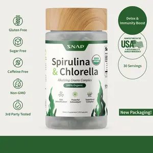Spirulina and Chlorella - 30 Servings - Natural Supplement Capsules Healthcare Edible