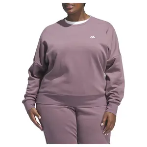 adidas Womens Logo Crew Neck Sweatshirt Plus Casual - Purple adidas Womens Logo Crew Neck Sweatshirt Plus Casual - Purple