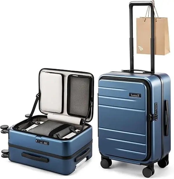 LUGGEX Wheeled Travel Luggage Bags - 20/26 in Top-Opening FLA Aluminum Frame Trunk, Polycarbonate Hard Shell Suitcase for Back to School, On the Road, International Travel (22x15x9.6 in), Wheeled Luggage, 360 Rotation Carry-On Luggage