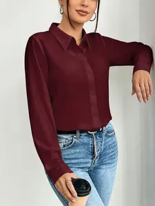A fashionable and smooth satin professional shirt for women, with satin fabric that is skin friendly and suitable for commuting, shopping, and outdoor wear