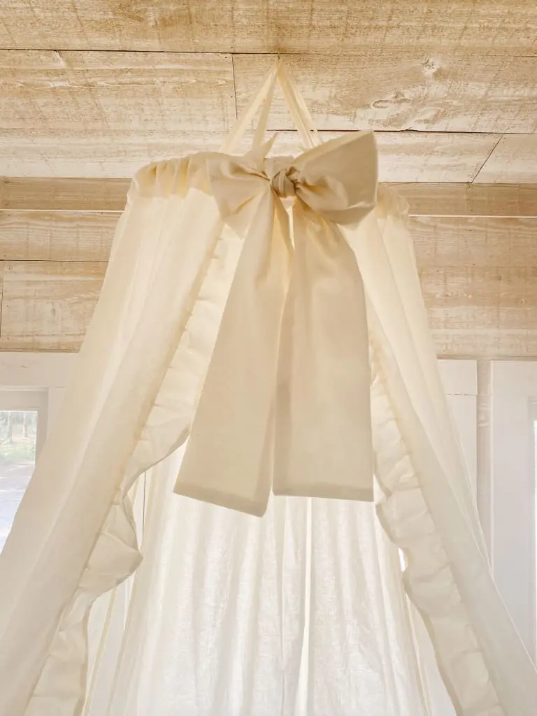 Ivory Farmhouse Ruffled Crib Canopy