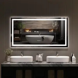 Garvee 50"x 26" Led Bathroom Mirror with Memory, Stepless Dimmabl, Anti-Fog, Shatter-Proof, Front and Backlit, Lighted Bathroom Vanity Mirror for Wall (Horizontal/Vertical)