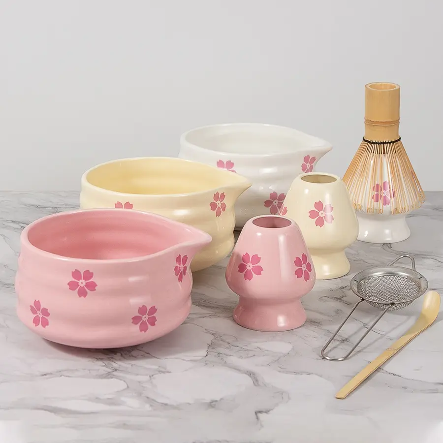 5-Piece Japanese Matcha Bowl Set with Spout, Includes Whisk, Stand, Bamboo Scoop, Stainless Steel Sieve, Tea Making Tools, Perfect Gift for Tea Lovers, Tea Gifts