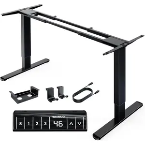 265 lbs Dual Motor Electric Standing Desk Frame, Thick T-Shaped Desk Legs Made of Automotive-Grade Steel, for Max 90″ x 31.5″ Desktop, Height Adjustable Desk Frame for Home Office, Frame Only
