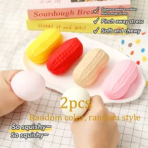 2pcs - New Soft Cute Slow Rebound Stress Relieving Pinching Toys for Bananas, Cheese, Peanuts, Corn Pinching Music, Random Color Stress Relieving Hand Pinching Toys, Children and Adults Anxiety Relieving Toys