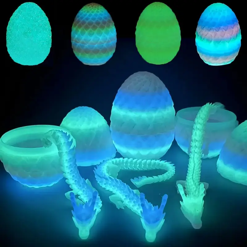 8-Piece Set, 3D Printed Glow-In-The-Dark Magical Dragon Egg Models, Bendable Joint Anime Figurines, Home Office Desk Car Decorations, Desktop Decoration Ornament, Decorative Sculptures, Home Decor Accessory Ornaments
