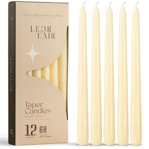 Leor & Lair Taper Candles - 12 Pack 10" Candlesticks - Unscented Candle Sticks for Home Decoration, Holiday Tables, Weddings, Restaurants