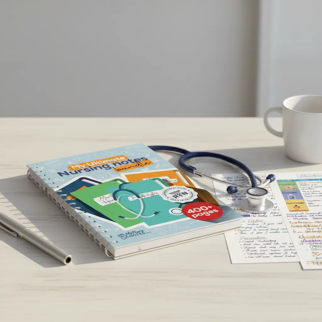 Ultimate Nursing Notes Bundle – 400+ Page NCLEX Study Guide, Med Surg, Pharmacology, Nursing School Spiral Notebook