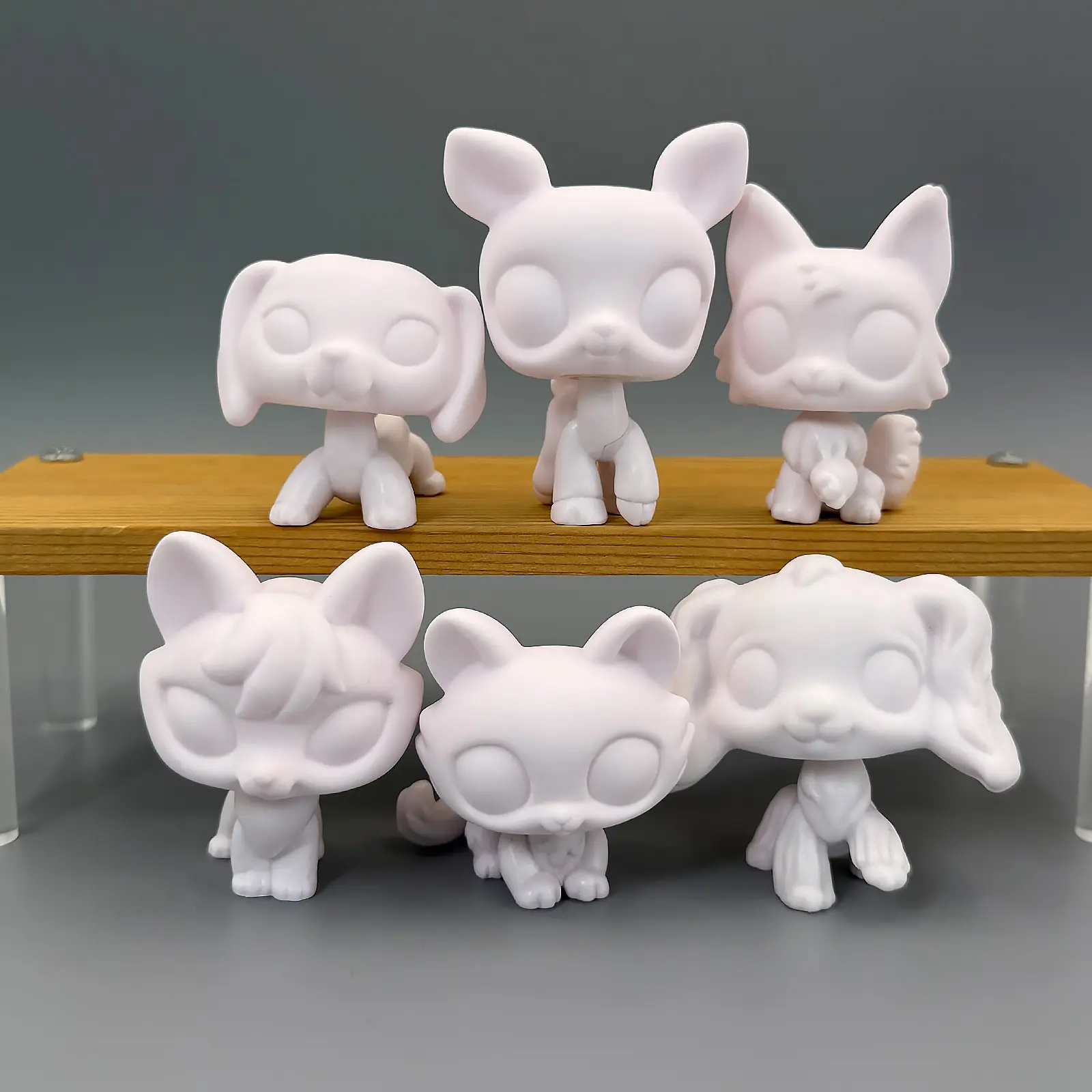 6 Pcs Unpainted Blank Mini Pet PVC Models Set - White Paintable Dachshund, Chihuahua, Long Ear Dog, Shorthair Cat, Collectible Doll and Figurine Set, 3D Figurine Animals for DIY Craft, Standing Decoration, Gift
