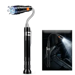 LED Telescoping Magnetic Pickup Tool with Flashlight Flexible Neck Magnetic Grabber with 3 Bright LEDs Gifts for Men