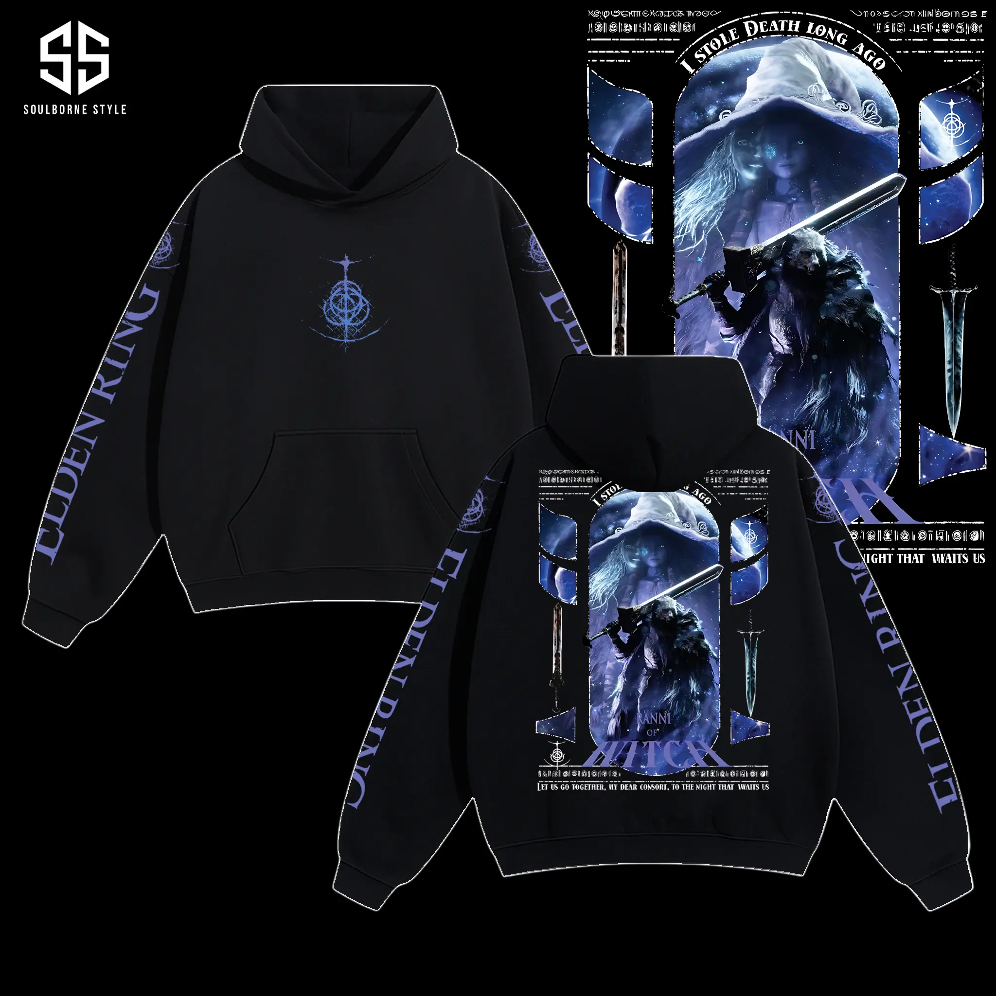 [Soulsborne Style] Vintage Ranni x Blaidd - Elden Ring Unisex Hoodie, Soulsborne Gaming Apparel, Game Shirt, Video Game Clothes, Boy Merch, Gift For Him, Gift For Her, Soulslike Streetwear