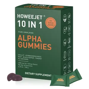 10-in-1 Alpha Gummie |4000mg Himalayan Pure Shilajit Gummies,Tongkat Ali, Maca Root, Akarkara,Ginger,Black Musli,Non-GMO,Vegan|Energy & Vitality |60 Gummies