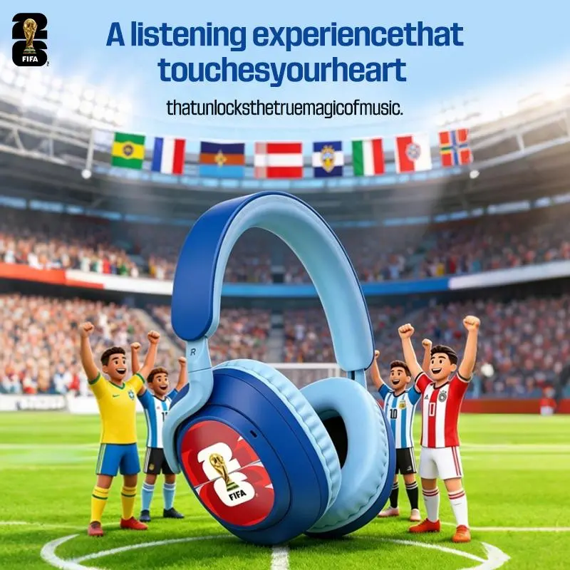 2026 FIFA World Cup Over Ear Wireless Headphones 40H Long Play Fast Charge Soft Stereo Headset For Music Sports Game Travel,back to school,back to school haul