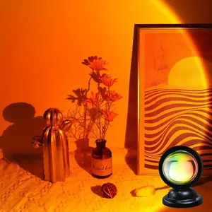 QUIGO Sunset Lamp with Base Single Color Plug & Play Easy Installation Aesthetic Ambient Light for Home & Bedroom Decor Sunset Color