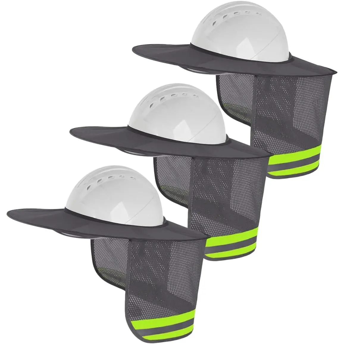 Safety Hard Hat Sunshield - Upgrade Full Brim Neck Sunshade Cover with Reflective Strip, Fit Most Styles of Hard Hats, for Welding & Hardware Tool Users
