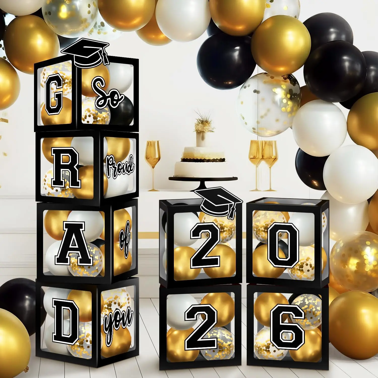 2026 Graduation Decorations, Graduation Party Decorations Graduation Balloons Arch Kit Boxes With Letters 2026 Grad for Middle School High School College ect.