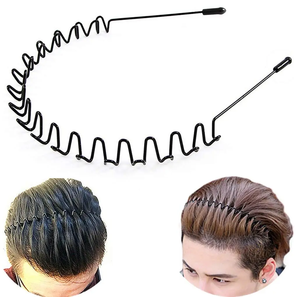Metal Hair Band for Men Headband Women Bands Unisex Black Wavy Spring Outdoor  Headbands Men's Hoop Clips Accessories Simple Elastic Non Slip  Headwear