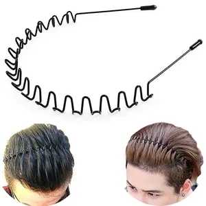 Metal Hair Band for Men Headband Women Bands Unisex Black Wavy Spring Outdoor  Headbands Men's Hoop Clips Accessories Simple Elastic Non Slip  Headwear